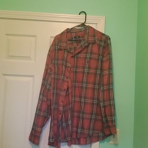 3X plaid red shirt long button up brand is george
